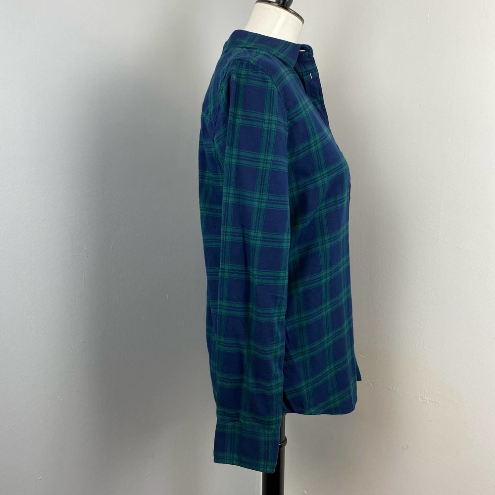 J Crew Women's Boyfit Blue Green Plaid Button Down Flannel Shirt Small - Picture 5 of 9